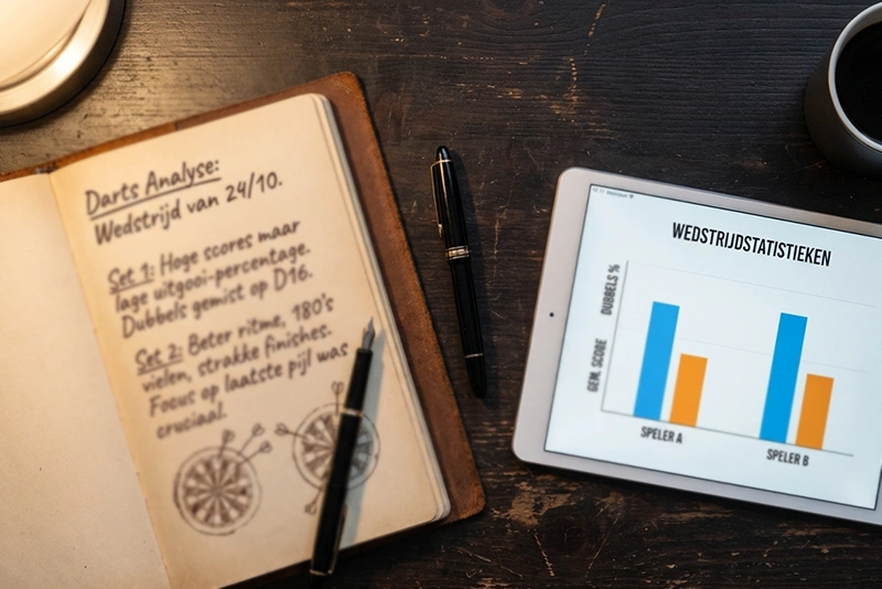 Notitieboek met darts weddenschappen strategie en statistieken